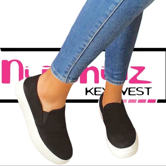 Soda Hike Black Faux Suede Fashion Slip On Platform Sneaker - Picture 5 of 8